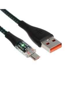 Кабель 2 А MicroUSB USB прозрачный TPE оплётка 1 м чёрный Sima-land