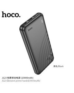 Внешний аккумулятор 10000mAh J123 2USB 2 0A Li pol с LED дисплеем Black Hoco