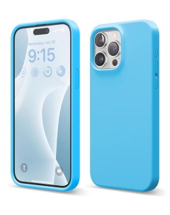 Чехол для iPhone 15 Pro Max силиконовый с покрытием Soft touch синий Elago