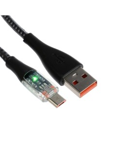 Кабель 2 А MicroUSB USB прозрачный оплётка нейлон 1 м зелёный Sima-land