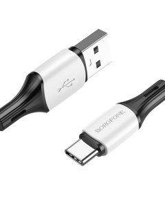 Дата кабель USB BX79 2 4A для Type C силикон 1м White Borofone