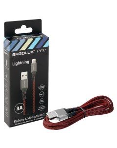 Кабель Lightning USB 1 5 м красный черный Ergolux