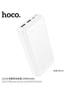 Внешний аккумулятор 20000mAh J123A 2USB 2 0A Li pol с LED дисплеем White Hoco