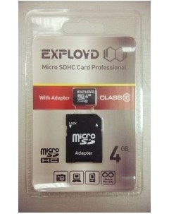 Карта памяти MicroSDHC 4GB Class10 адаптер SD Exployd