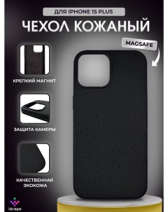 Кожаный чехол текстурный с MagSafe для iPhone 15 Plus Черный Igrape