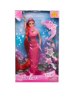 Кукла Defa Lucy Русалочка в розовом наряде с игровыми предметами 8230d розовое Abtoys