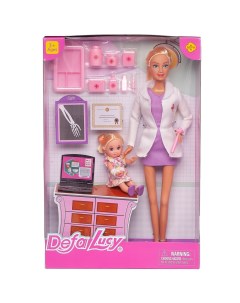 Кукла Defa Lucy Доктор с девочкой малышкой на приеме с аксессуарами 29см 8348d фиолетовое Abtoys