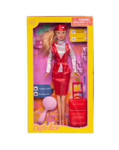 Кукла Lucy Стюардесса в красно белой форме аксесс 29 см 8286d красно белая Defa