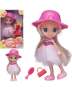Кукла Цветочная фантазия в платье и розовой шляпке 16 5 см 65006 бело розовое Abtoys