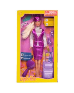 Кукла Lucy Стюардесса в фиолетово белой форме аксесс 29 см 8286d фиолетово белая Defa