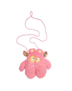 Сумка игрушка 25х23 см искусственный мех розовая Монстрик с ушами Childhood Kuchenland