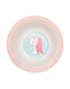 Тарелка суповая детская 15 см бамбук розово мятная Единорог и звезды Unicorn Kuchenland