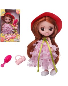 Кукла Цветочная фантазия в розовом платье и красной шляпке 16 5 см 65004 розовое Abtoys