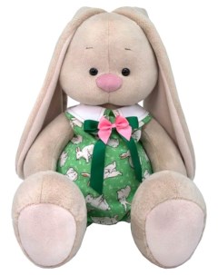 Мягкая игрушка Зайка Ми в зеленом комбинезоне с кроликами 34 см Budi basa