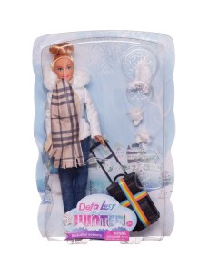 Кукла Lucy Зимняя туристка в белой куртке в наборе с аксесс 29 см 8424d белая Defa