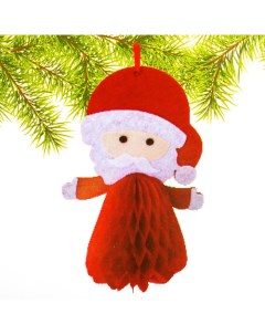 Набор для создания подвесной елочной игрушки из фетра и бумаги гофре Дед Мороз Nobrand