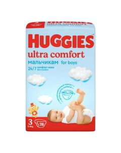 Подгузники Ultra Comfort для мальчиков 3 5 9 кг 78 шт Huggies