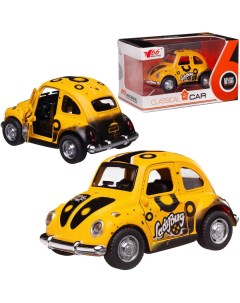 Машинка металлическая Junfa с открывающимися дверцами 1 38 инерционная WT 10328 желтая Junfa toys