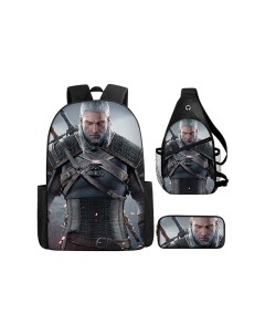 Набор 3 в 1 рюкзак сумка пенал Ведьмак Геральт Witcher Geralt of Rivia черный Starfriend