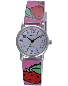 Детские наручные часы Н101 1 розовая клубника Тик-так