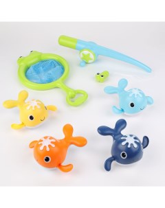 Набор игрушек для купания 6 пр сачок удочка игрушки пластик Лягушка и рыбки Game Kuchenland
