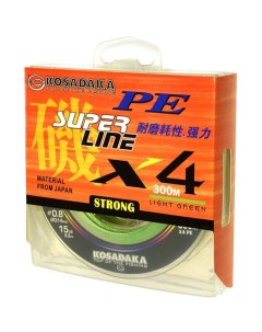 Шнур SUPER LINE PE X4 300м light green 0 14мм 6 8кг Kosadaka