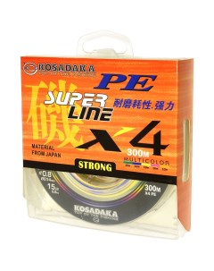 Шнур SUPER LINE PE X4 300м multicolor 0 30мм 21 8кг Kosadaka