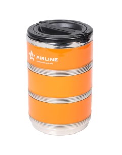 Термос ланч бокс для еды с ручкой нерж сталь 304 3 контейнера 2 1 л оранж черн Airline