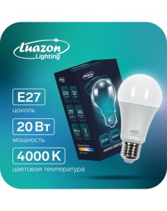 Лампа cветодиодная A60 20 Вт E27 1620 Лм 4000 К дневной свет 2шт Luazon lighting