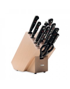 Набор кухонных ножей 9 шт кухонные ножницы вилка мусат в подставке Classic Wuesthof