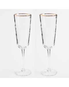 Бокал для шампанского 190 мл 2 шт стекло с золотистым кантом Liomea gold Kuchenland