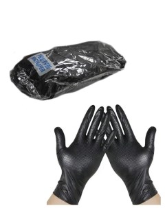 Перчатки нитриловые нестирильные универсальные плотные L черный 10 пар Dry monster