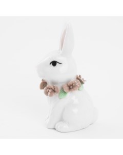 Статуэтка 12 см фарфор P белая Кролик в цветаx Easter blooming Kuchenland