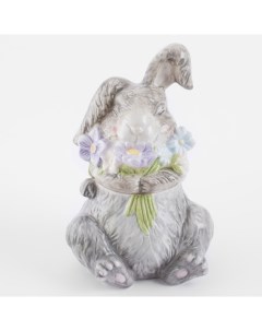 Емкость для xранения 12x20 см 500 мл керамика Кролик с букетом цветов Pure Easter Kuchenland