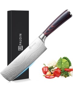 Нож кухонный профессиональный накири для мяса и овощей лезвие 17 см Paudin pro