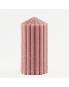 Свеча 14 см цилиндрическая розовая Ribbed candle Kuchenland