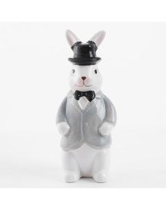 Статуэтка 22 см керамика белая Кролик в костюме и шляпе Easter blooming Kuchenland