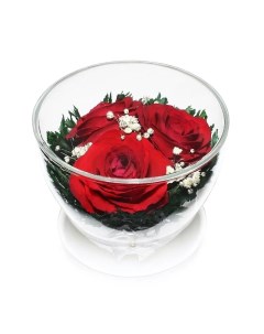 Искусственные цветы в стекле Композиция из алых роз Эгидиус