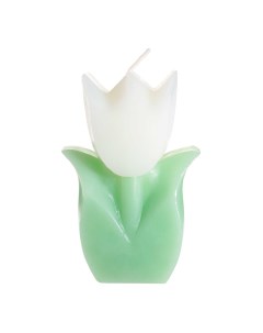 Свеча 10 см бело зеленая Тюльпан Tulip garden Kuchenland