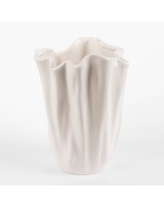 Ваза для цветов 24 см керамика молочная Мятый эффект Crumple Kuchenland
