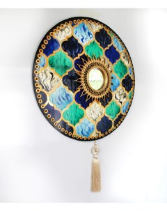 Круглая картина с зеркалом Солнце Марокко с кисточкой макраме диаметр 60 см Tanya shest