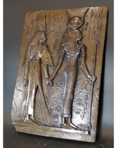 Панно из гипса Египетский фараон и королева giSE черное золото30 см Мастерская gise
