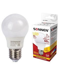 Лампа светодиодная комплект 5 шт 7 60 Вт цоколь E27 грушевидная теплый белы Sonnen