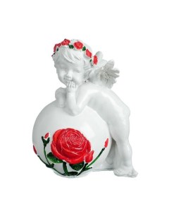 Фигура Ангел на шаре с розой 18х14см Хорошие сувениры