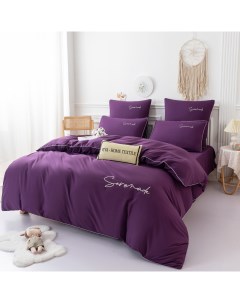 Комплект постельного белья Однотонный Сатин Вышивка CH027 наволочки 4 шт 2 спальный Ситрейд
