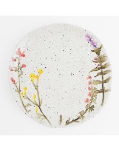 Тарелка десертная 20 см керамика молочная в крапинку Полевые цветы Meadow speckled Kuchenland