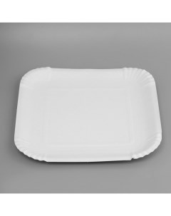 Тарелка одноразовая Белая квадратная картон 19 2 х 19 2 см 100 шт Nobrand
