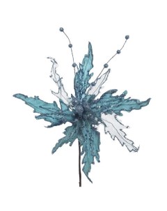 Цветок искусственный Пуансеттия 30x30x23 см 262256 Голубой Flando