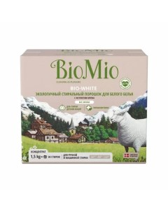 Стиральный порошок BIO MIO Bio white Хлопок для белого белья без запаха 1500гр Biomio