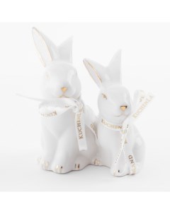 Статуэтка 9 см фарфор P белая Кролики Easter gold Kuchenland